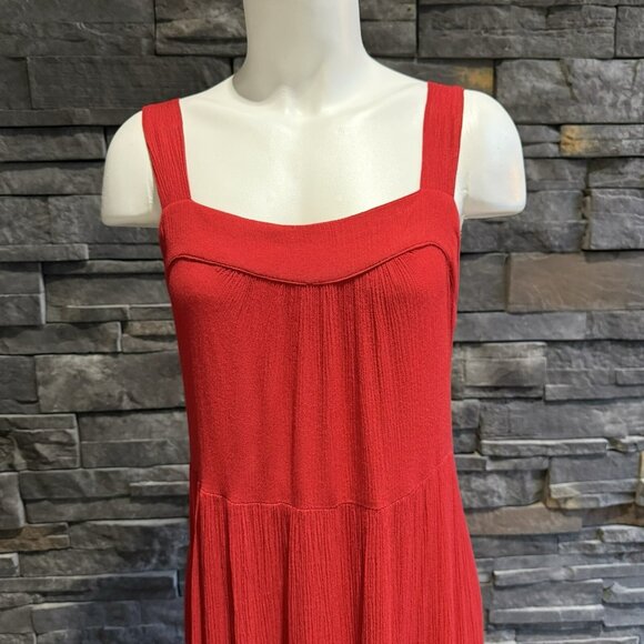 Knox Rose Red Tiered Boho Peasant Long Sleeveless Maxi Dress Large Flowy Bright - Picture 3 of 9